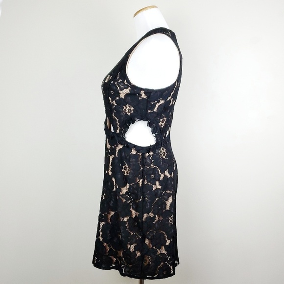 Wayf Women's Large Black Drake Cutout Lace Sleeveless Mini Cocktail Dress - Picture 4 of 5